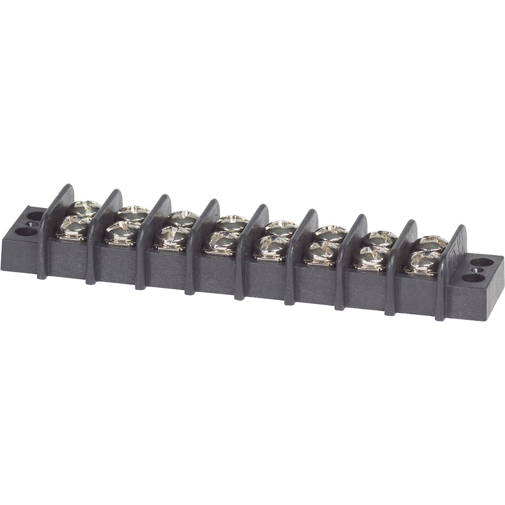 Blue Sea Systems 2408 terminal block with 8 circuits and 20AMP capacity, used as busbar connector for electrical wiring.