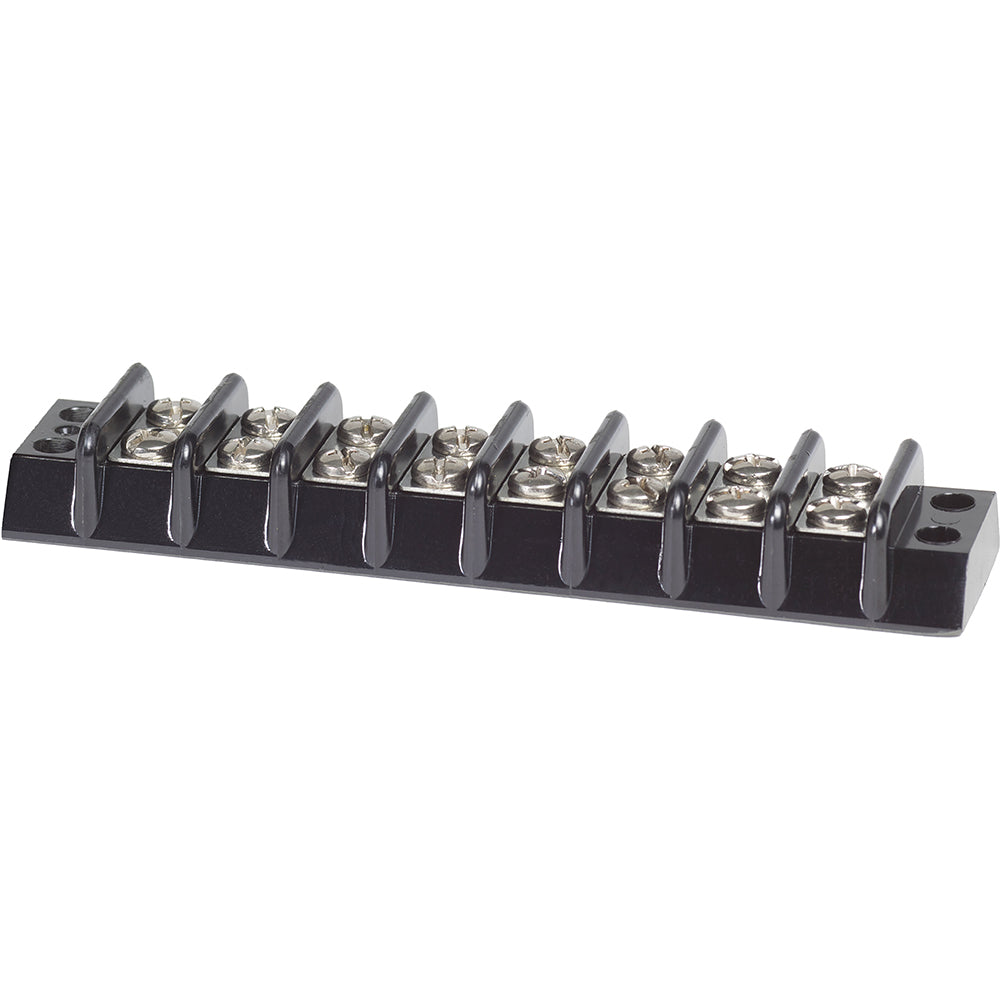 Blue Sea Systems 2508 30Amp terminal block with 8 circuits for busbars, connectors, and insulators in a clean electrical setup.