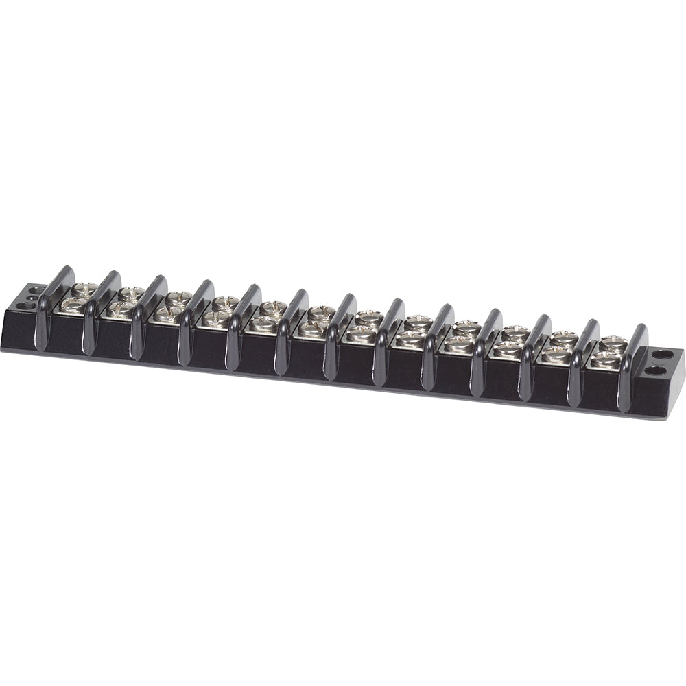 Blue Sea Systems 2512 Terminal Block with 12 circuits and 30AMP capacity, used as a busbar connector for electrical wiring.