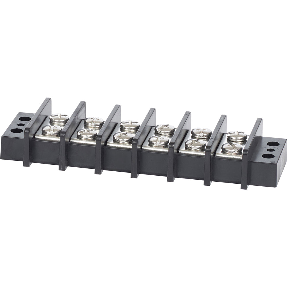 Blue Sea Systems 2606 Black Terminal Busbar for 65AMP, 6-circuit connector, used in electrical wiring and power distribution.