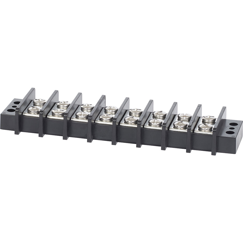 Blue Sea Systems 2608 terminal block for 65AMP, 8 circuit busbar connector with insulators and wiring connections.