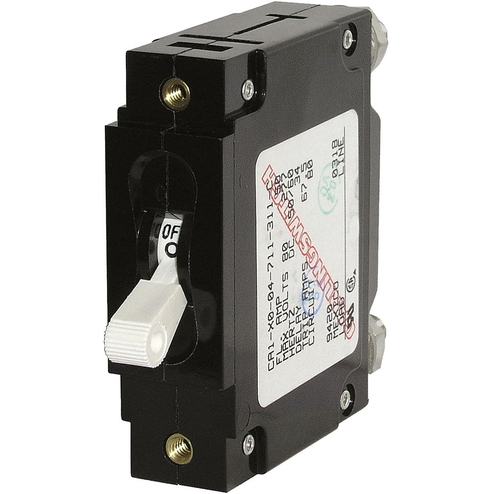 Blue Sea Systems 7355 C-Series toggle single pole circuit breaker with 30A rating, shown in a close-up view.