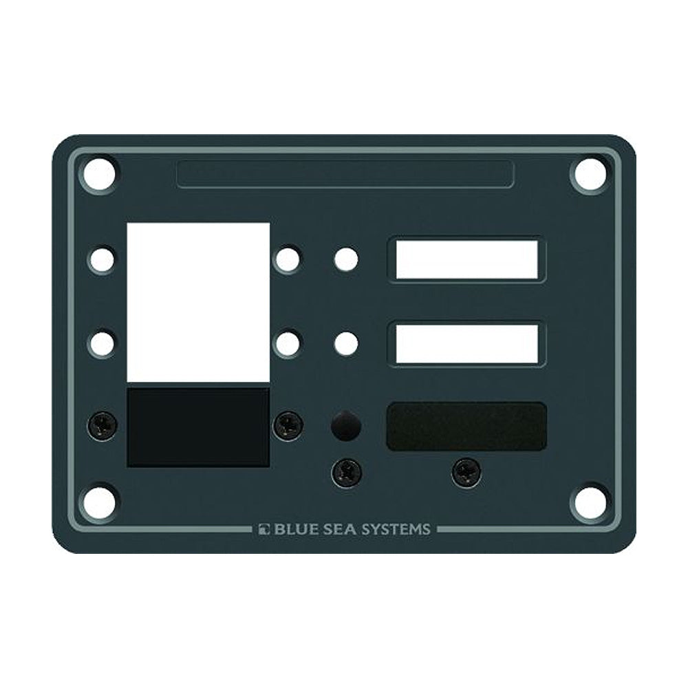 Blue Sea 8088 3-Position DC C-Series Panel with blank circuit breaker panel for marine or electrical system use.