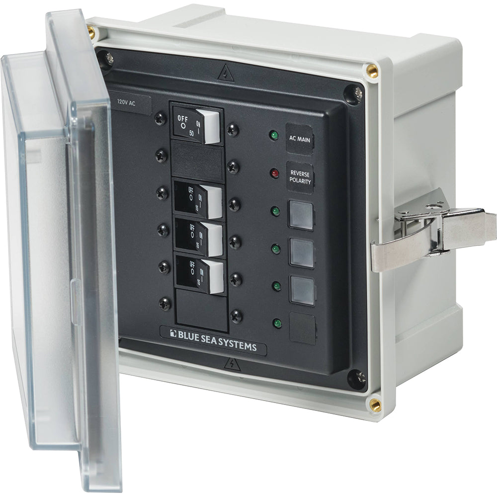 Blue Sea 3130 - Boîtier de panneau SMS avec alimentation principale à 3 branches (15 A) - 120 V CA