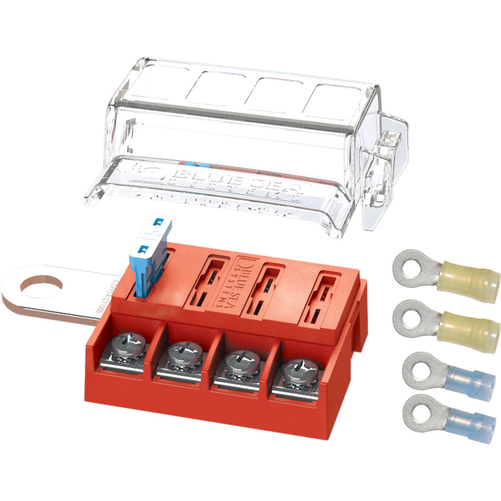 Blue Sea 5023 ST-Blade Battery Terminal Mount Fuse Block for automotive or marine electrical systems, with multiple fuse slots.