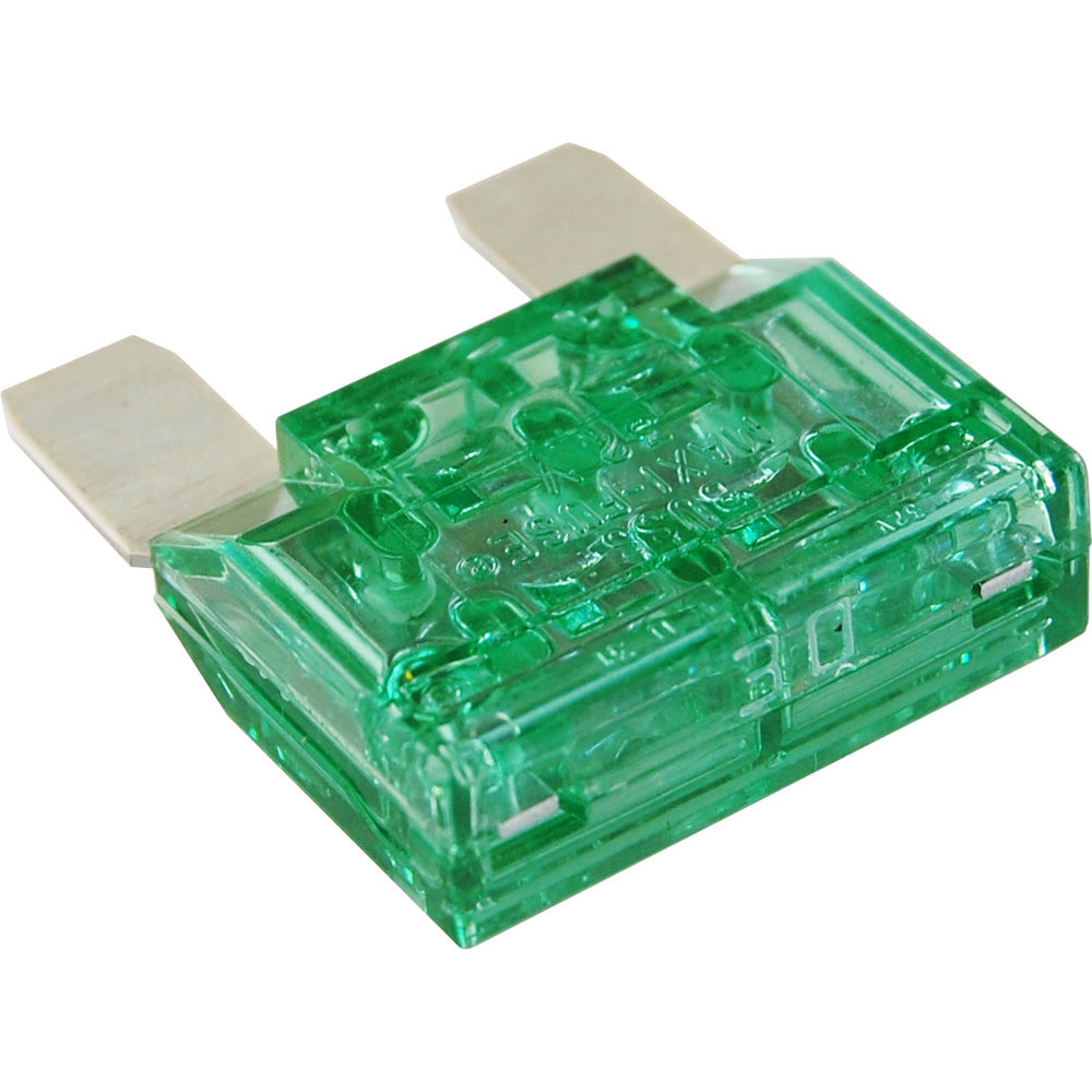 Blue Sea Systems 5138 30AMP Maxi Fuse in fuse block, designed for automotive and marine electrical systems.