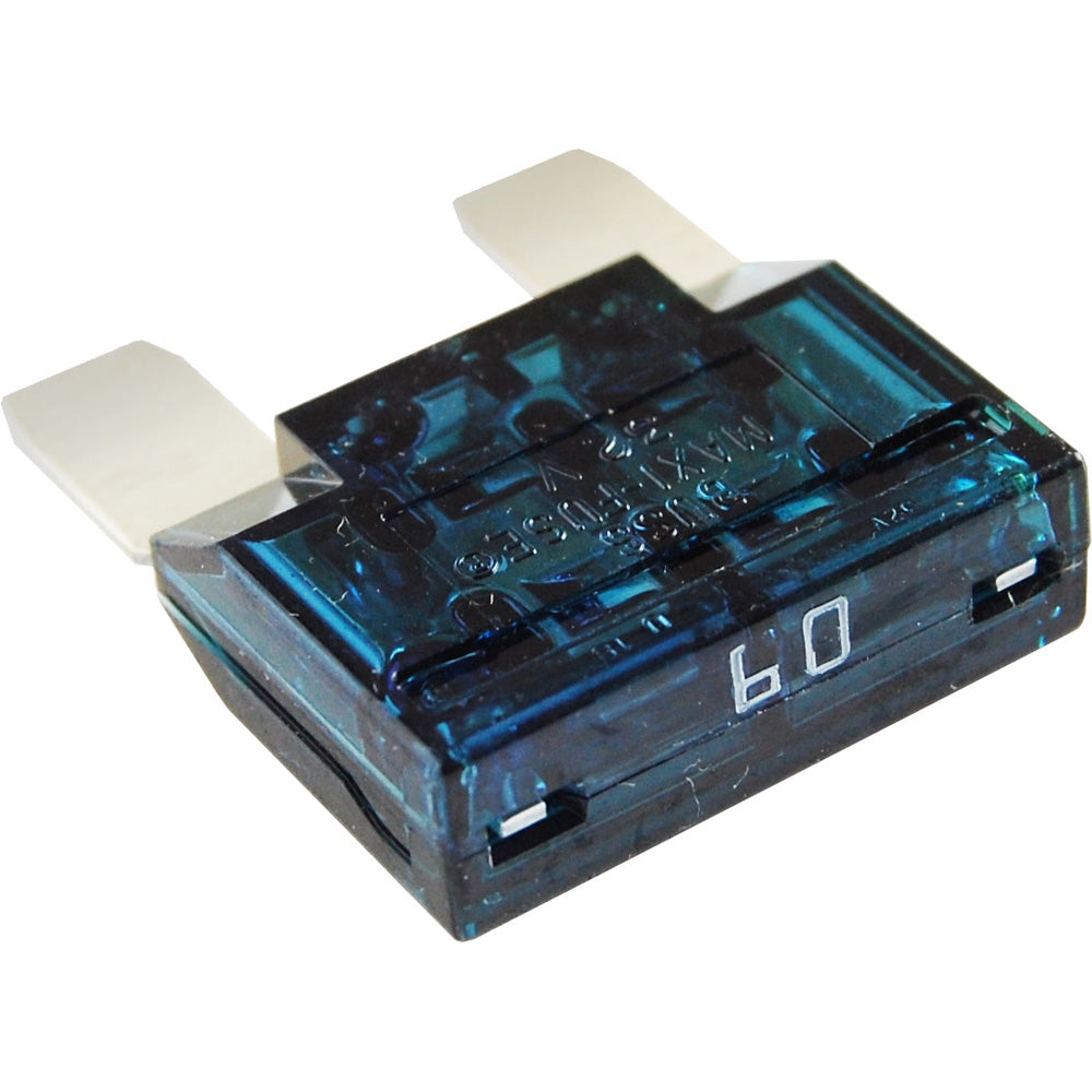 Blue Sea Systems 5141 60AMP Maxi Fuse mounted in fuse block, designed for marine and electrical systems.
