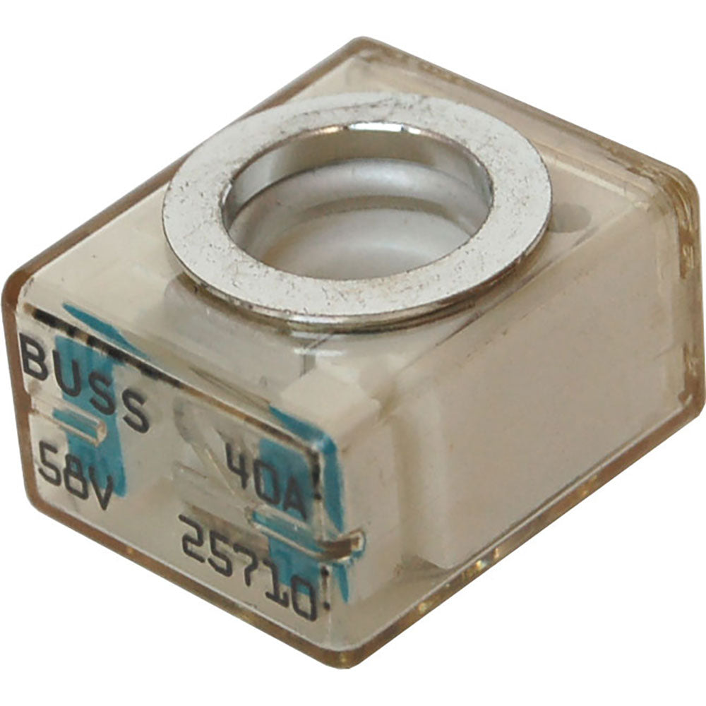 Blue Sea Systems 5176 40A fuse terminal with fuse block for electrical connections, blue plastic housing and metal contacts.