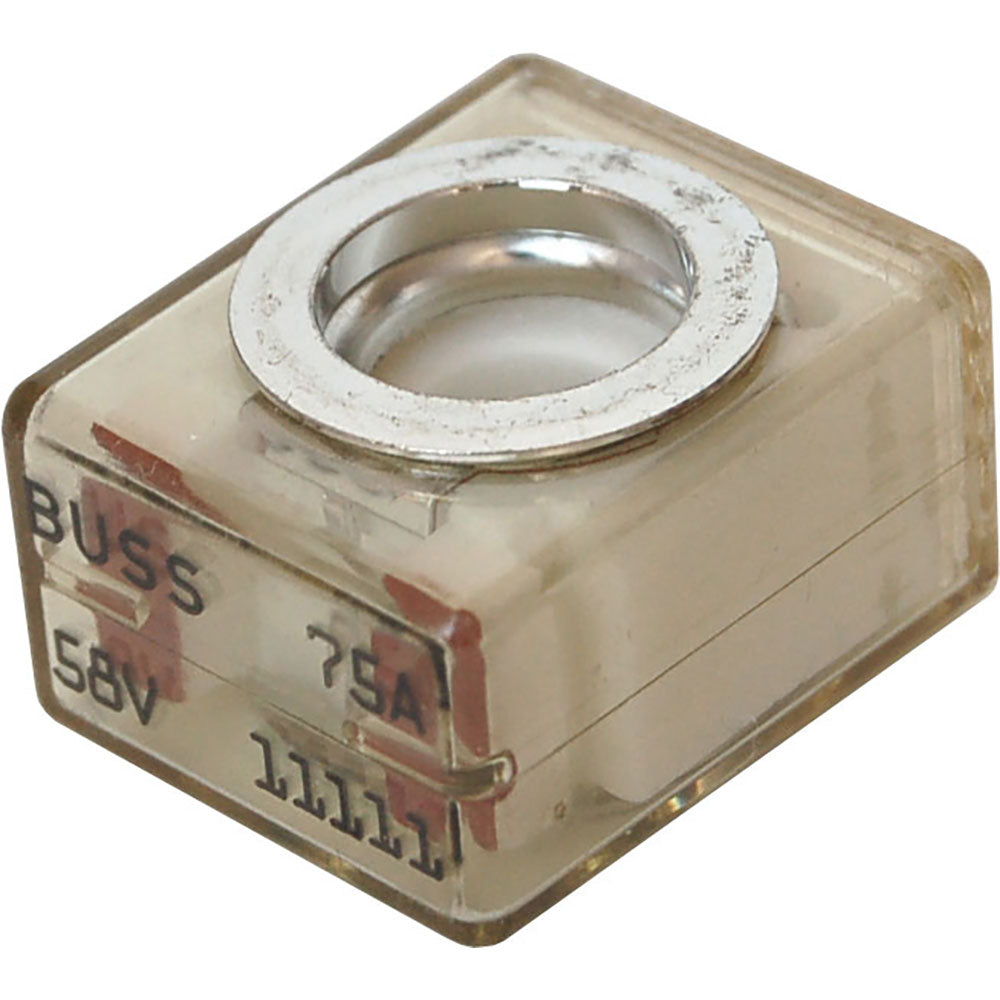 Blue Sea 5180 75A fuse terminal from Blue Sea Systems on fuse block for electrical protection and wiring.