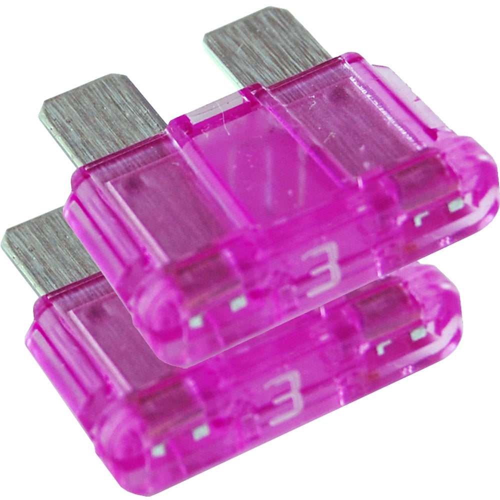 Blue Sea Systems 5237 3A ATO/ATC fuse mounted in fuse block, showing blue plastic housing and metal fuse contacts.