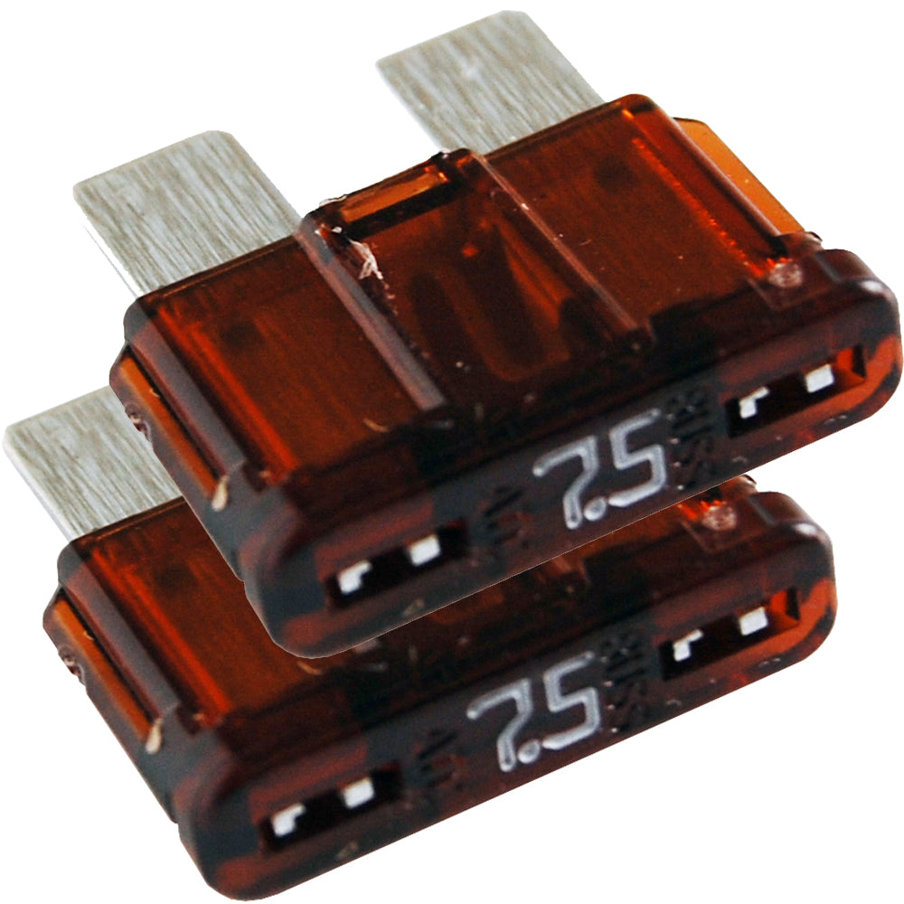 Blue Sea Systems 5240 7.5A ATO/ATC fuse installed in fuse block, electrical fuse for marine or automotive applications.