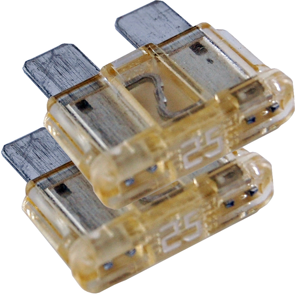 Blue Sea Systems 5244 25A ATO/ATC fuse in a fuse block, designed for automotive and marine electrical systems.