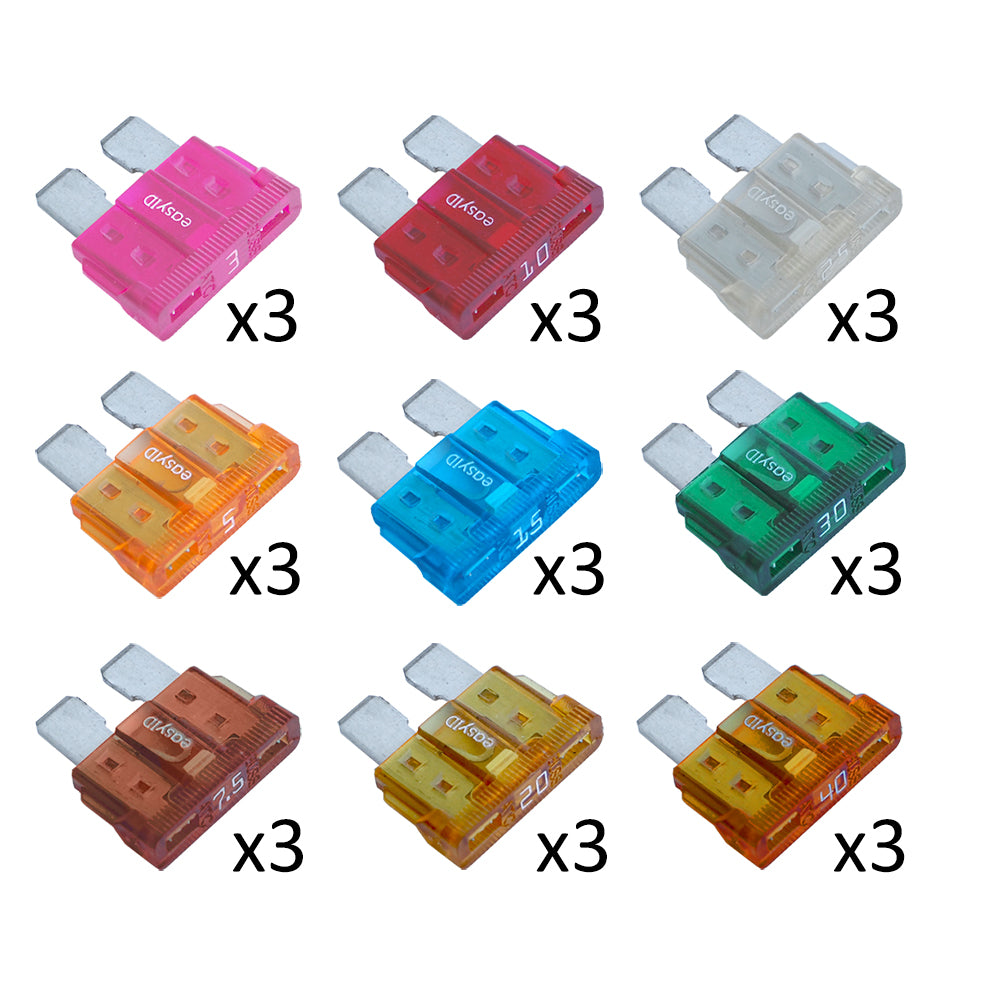 Blue Sea Systems Blue Sea 5290 easyID Fuse Kit with fuse blocks and fuses for electrical protection and organization.
