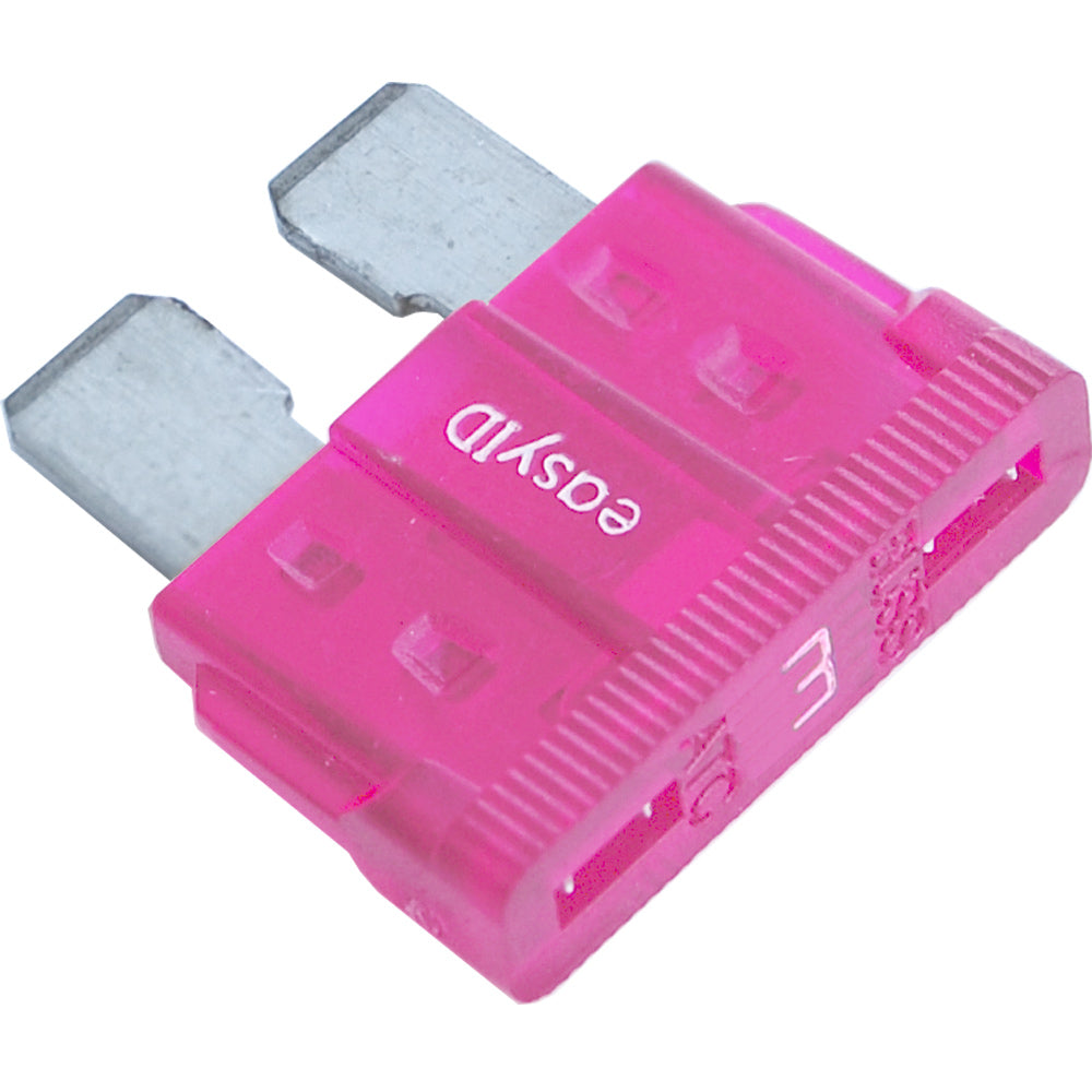 Blue Sea Systems 5291 easyID ATC fuse block with 3 Amp fuse, featuring blue plastic housing and metal fuse contacts.