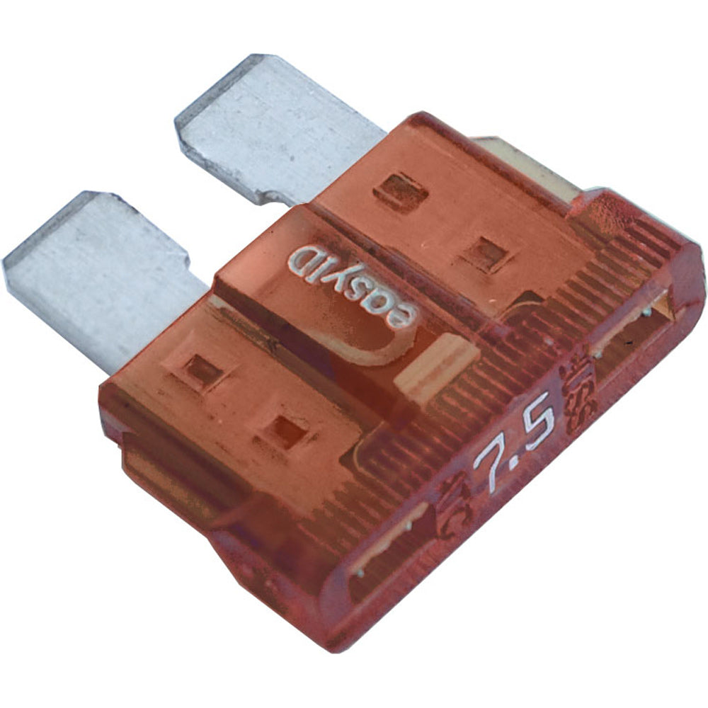 Blue Sea Systems 5293 easyID ATC Fuse with 7.5 Amp capacity, shown in a fuse block for automotive or marine electrical systems