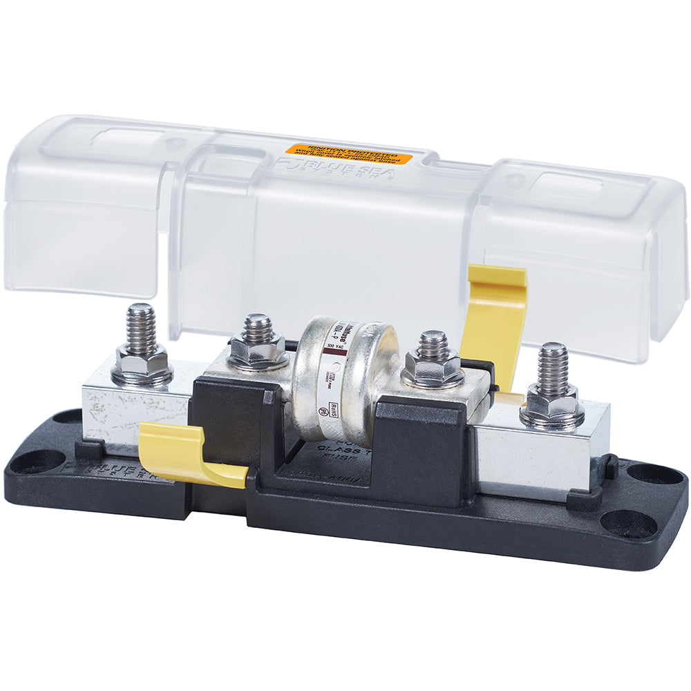 Blue Sea Systems Class T Fuse Block with insulating cover, rated 225 to 400A for automotive or marine electrical systems