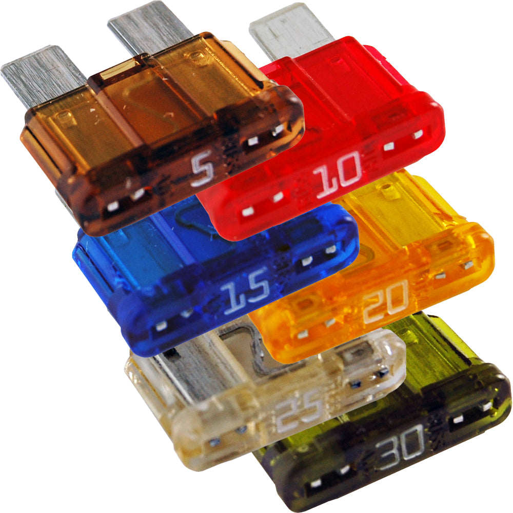 Blue Sea Systems ATC Fuse Kit with 6 fuse blocks and fuses for marine and automotive electrical protection.