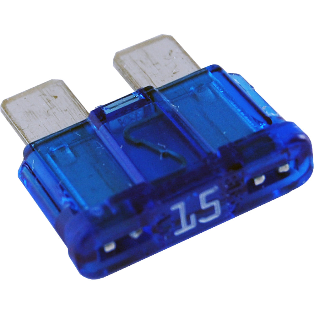 Blue Sea Systems ATO/ATC fuse pack with 15 Amp fuses, 25-pack of fuse blocks and fuses for marine and electrical applications.