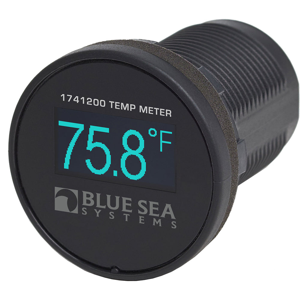 Blue Sea Systems Mini OLED Temperature Monitor in blue, compact meter for precise temperature monitoring.