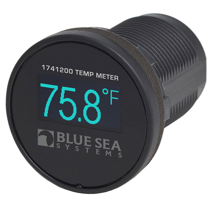 Blue Sea Systems Mini OLED Temperature Monitor in blue, compact meter for precise temperature monitoring.