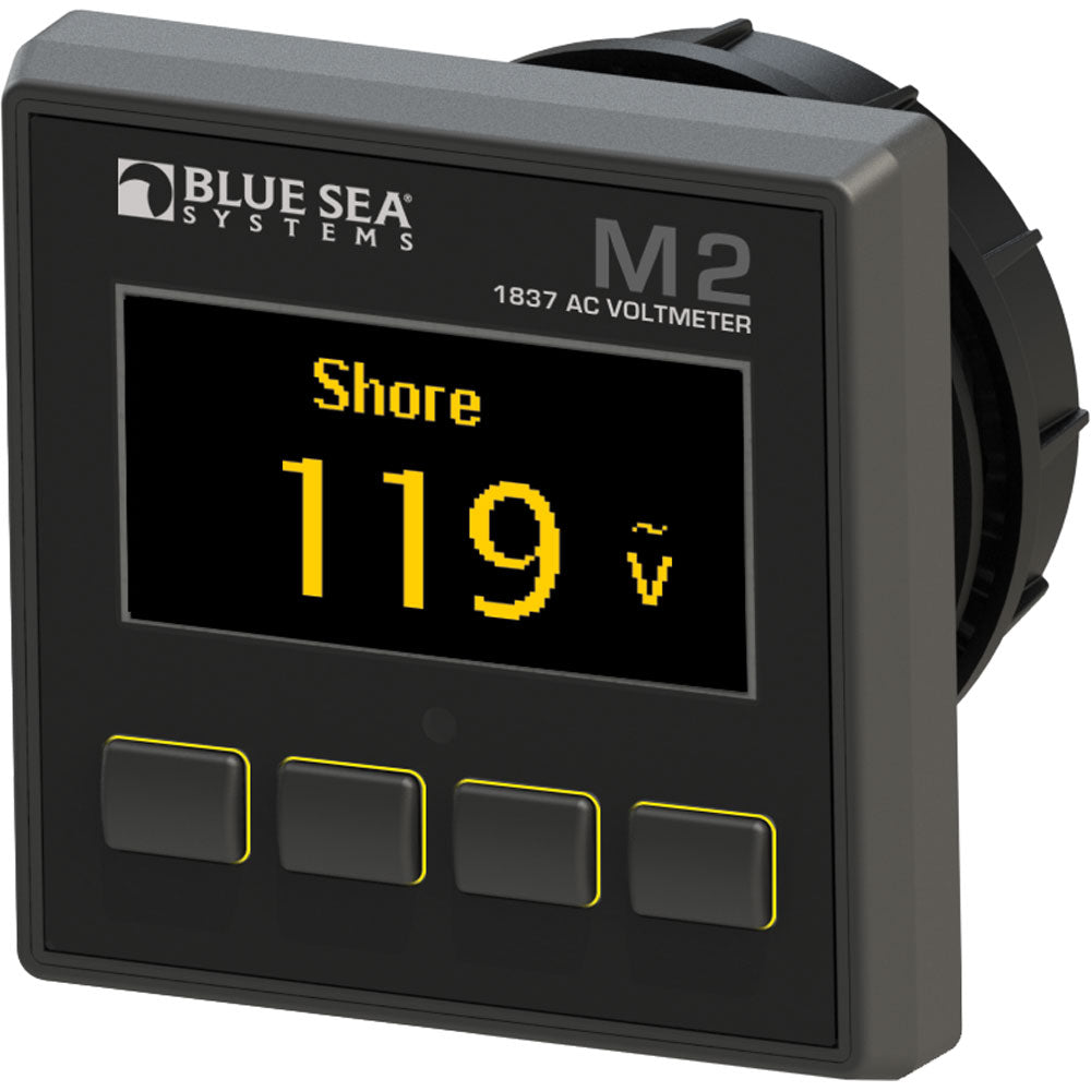Blue Sea 1837 M2 AC voltmeter from Blue Sea Systems for meters and monitoring, showing digital display and electrical connections.