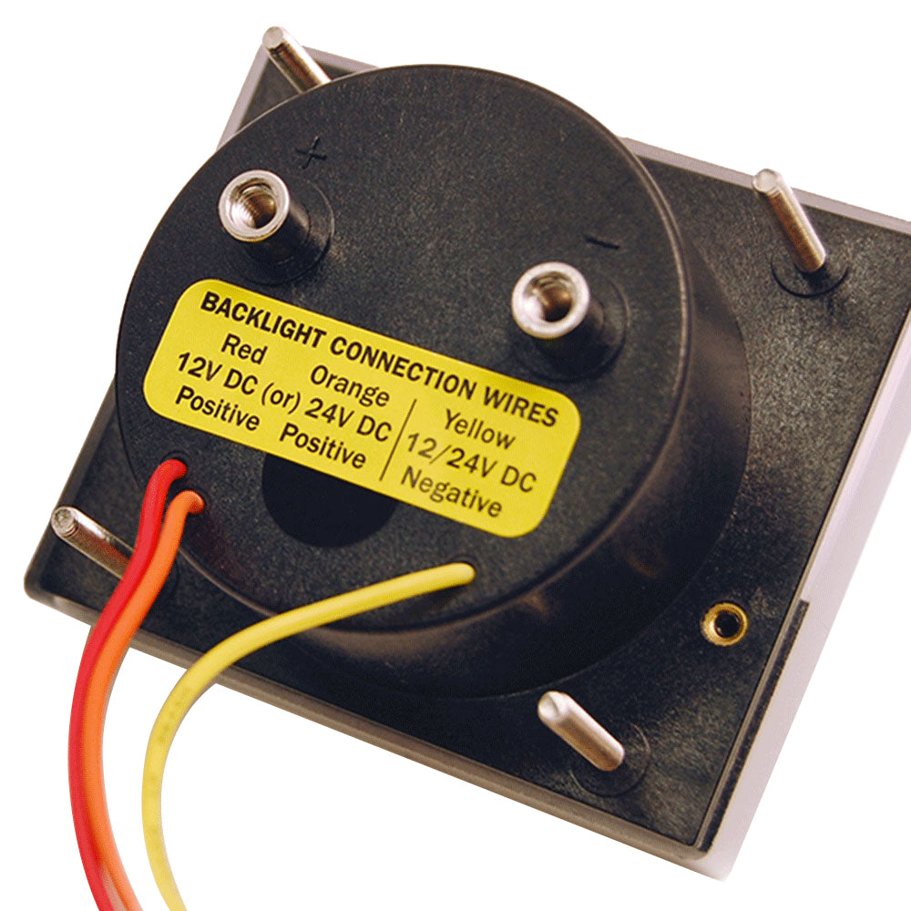 Blue Sea Systems 8017 DC Analog Ammeter with 2-3/4-inch face displaying 0-100 Amperes DC current measurement.