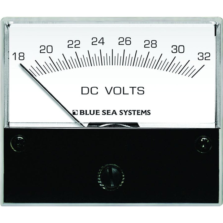 Blue Sea Systems 8240 DC Analog Voltmeter with 2-3/4-inch face measuring 18-32V DC for meters and monitoring.