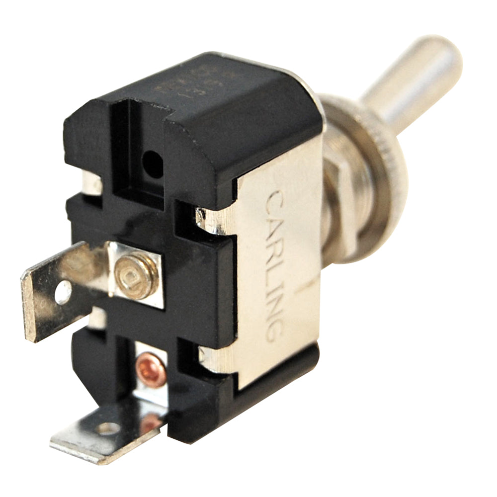 Blue Sea Systems WeatherDeck toggle switches in blue with black toggle handles for marine electrical panels.