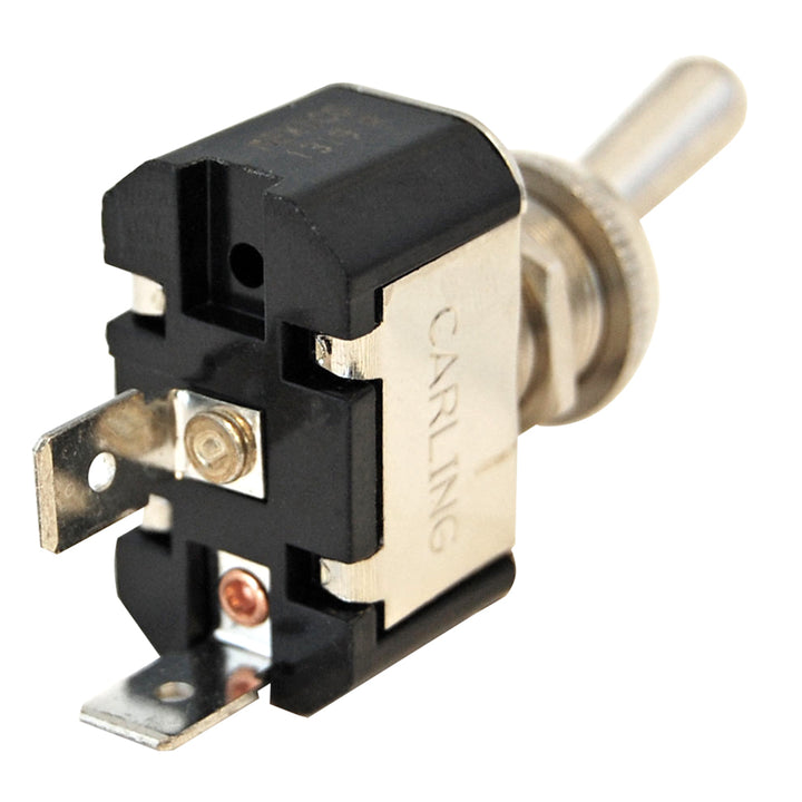 Blue Sea Systems WeatherDeck toggle switches in blue with black toggle handles for marine electrical panels.