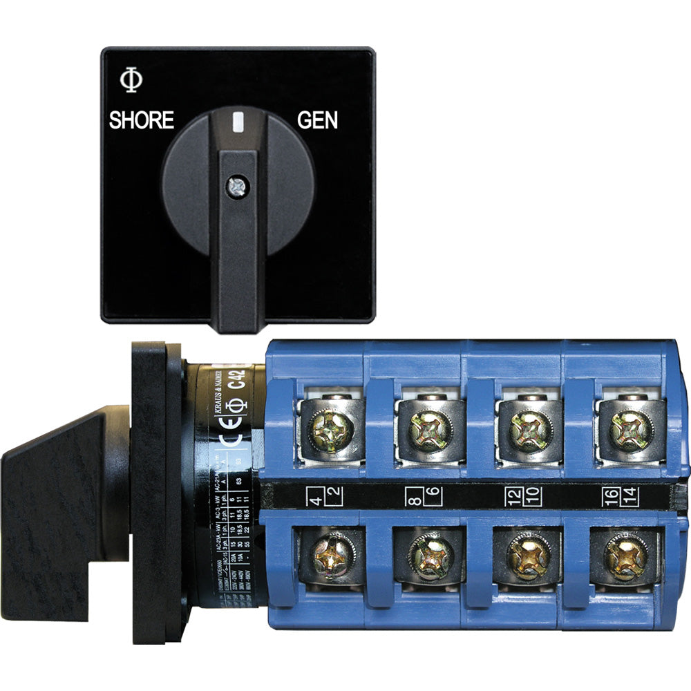 Blue Sea Systems 6337 AC 120V 30A switch with OFF and 2-position toggle for electrical control and safety.