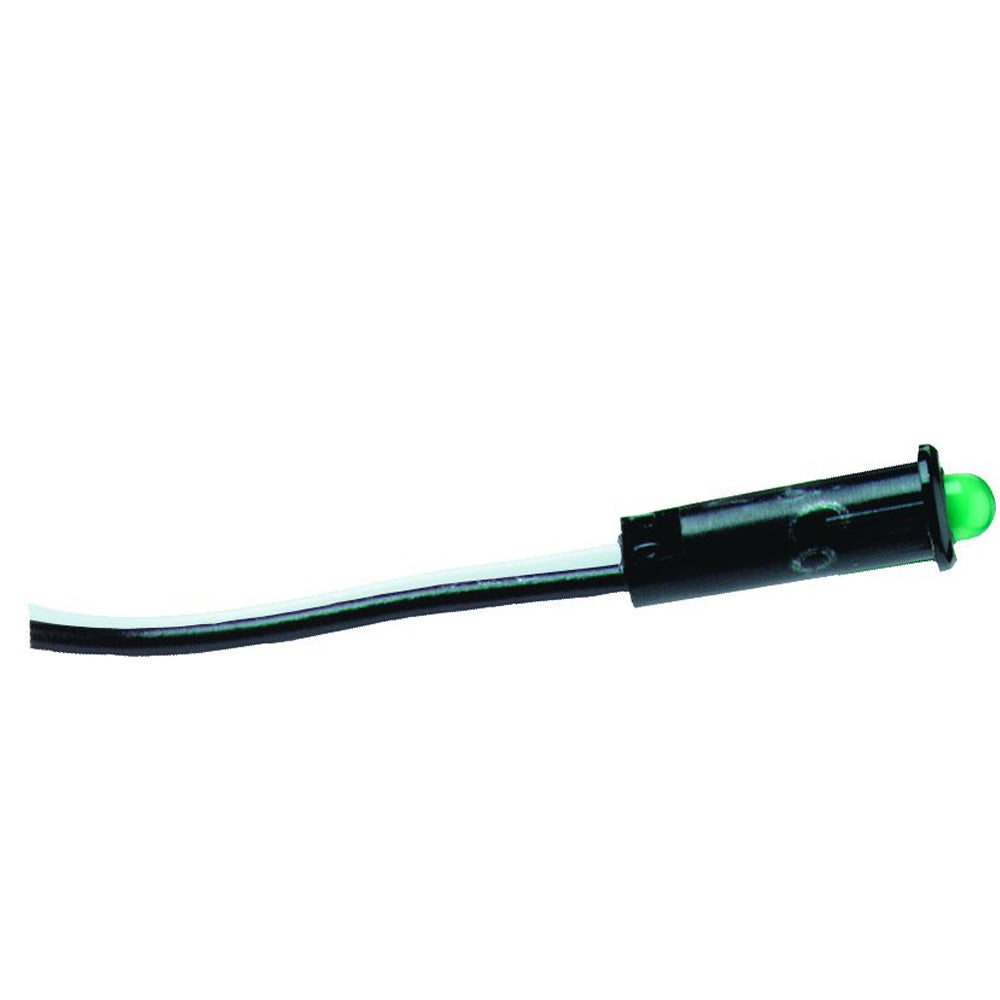 Blue Sea Systems Green LED indicator light for switches and accessories, showing a glowing green LED on a blue background.