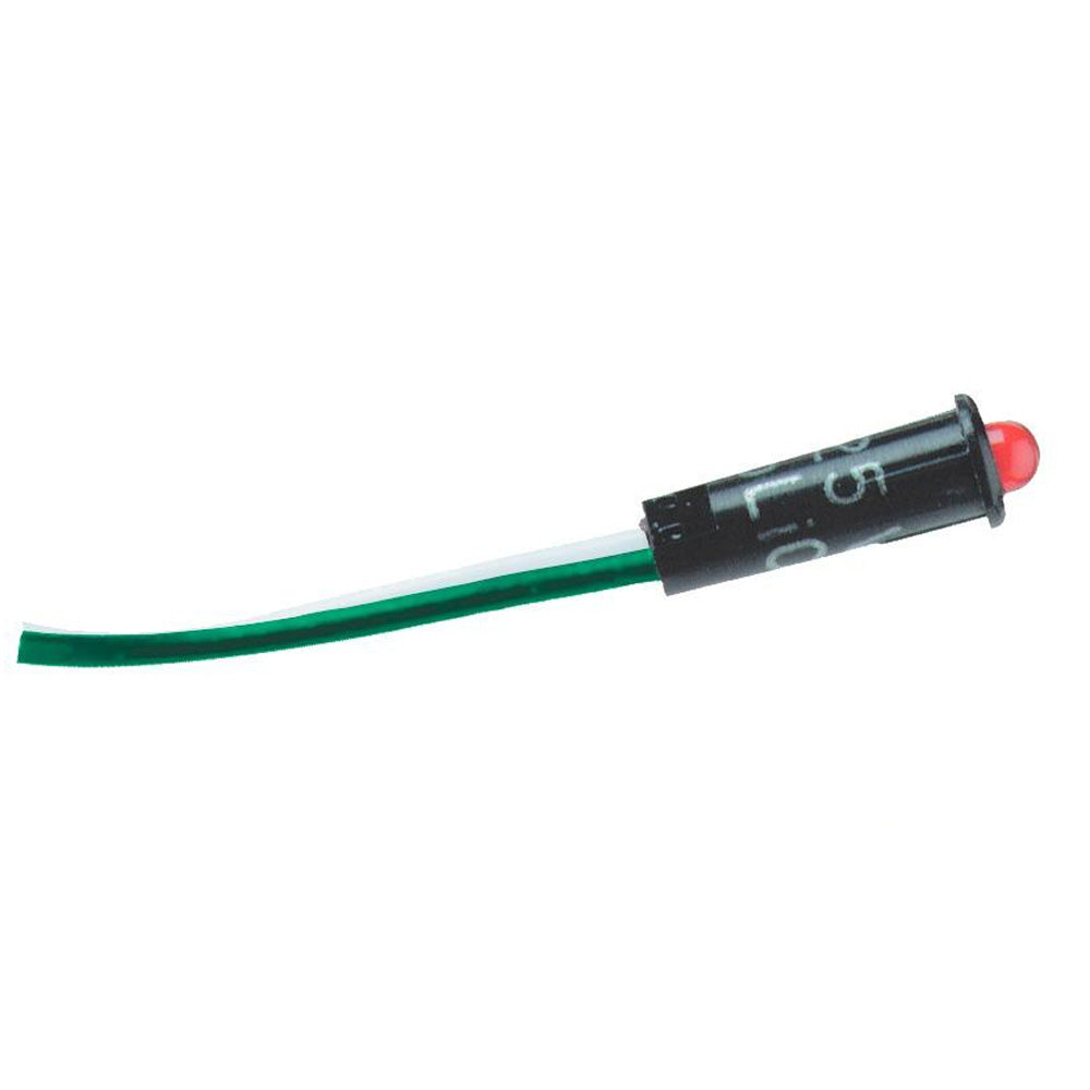Blue Sea Systems 8171 red LED indicator light on switch accessory panel, showing illuminated red LED for status indication