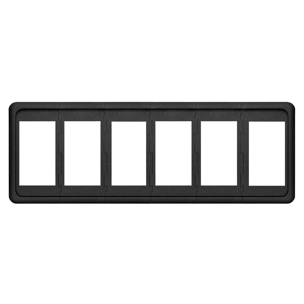 Blue Sea Systems 8260 6-position Contura switch mounting panel with six switch slots for marine or boat electrical systems.