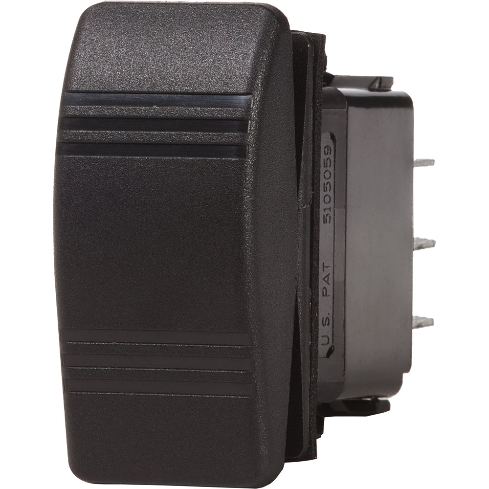 Blue Sea Systems 8290 Water Resistant Contura III On-Off-On Black switch for marine or industrial use, durable and weather-resistant.