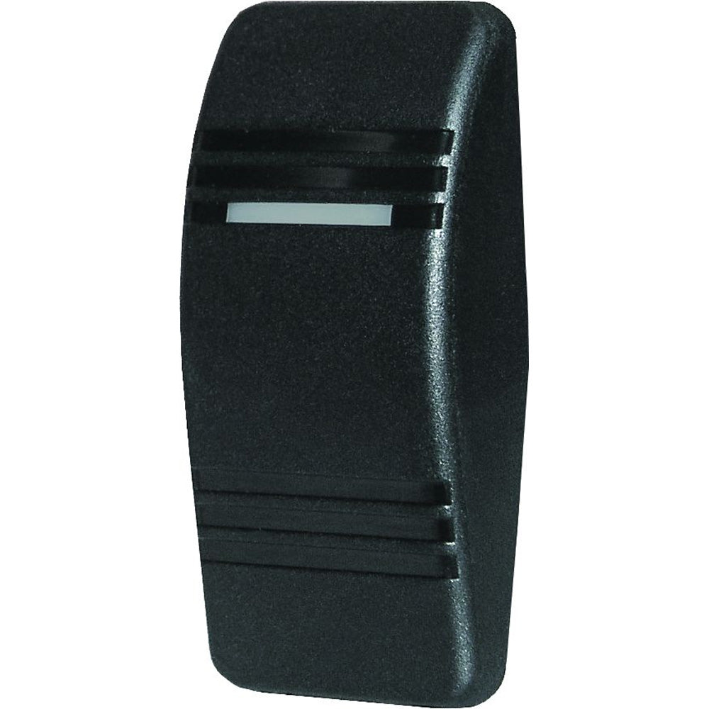 Blue Sea Systems Contura switch actuator in black with single lens, used as a switch accessory for marine or electrical panels.