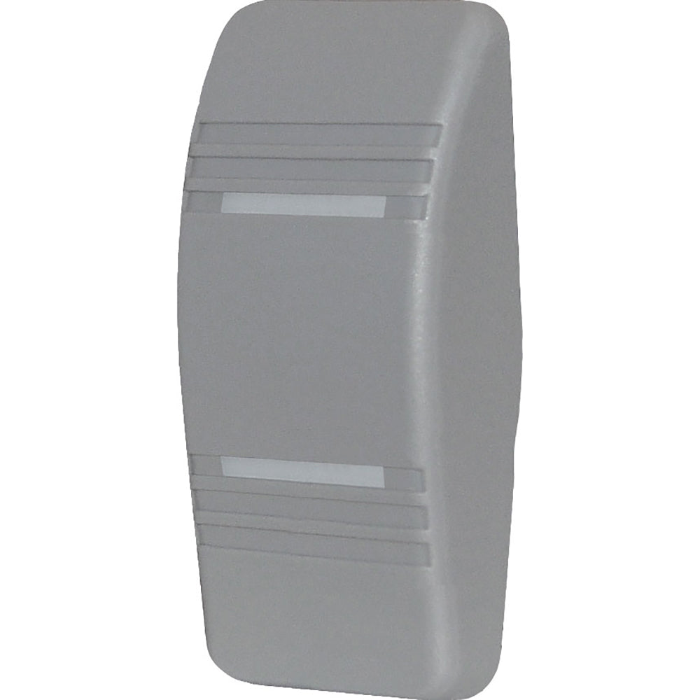 Blue Sea Systems Contura switch with grey actuator and double lens, used for marine or industrial electrical control.