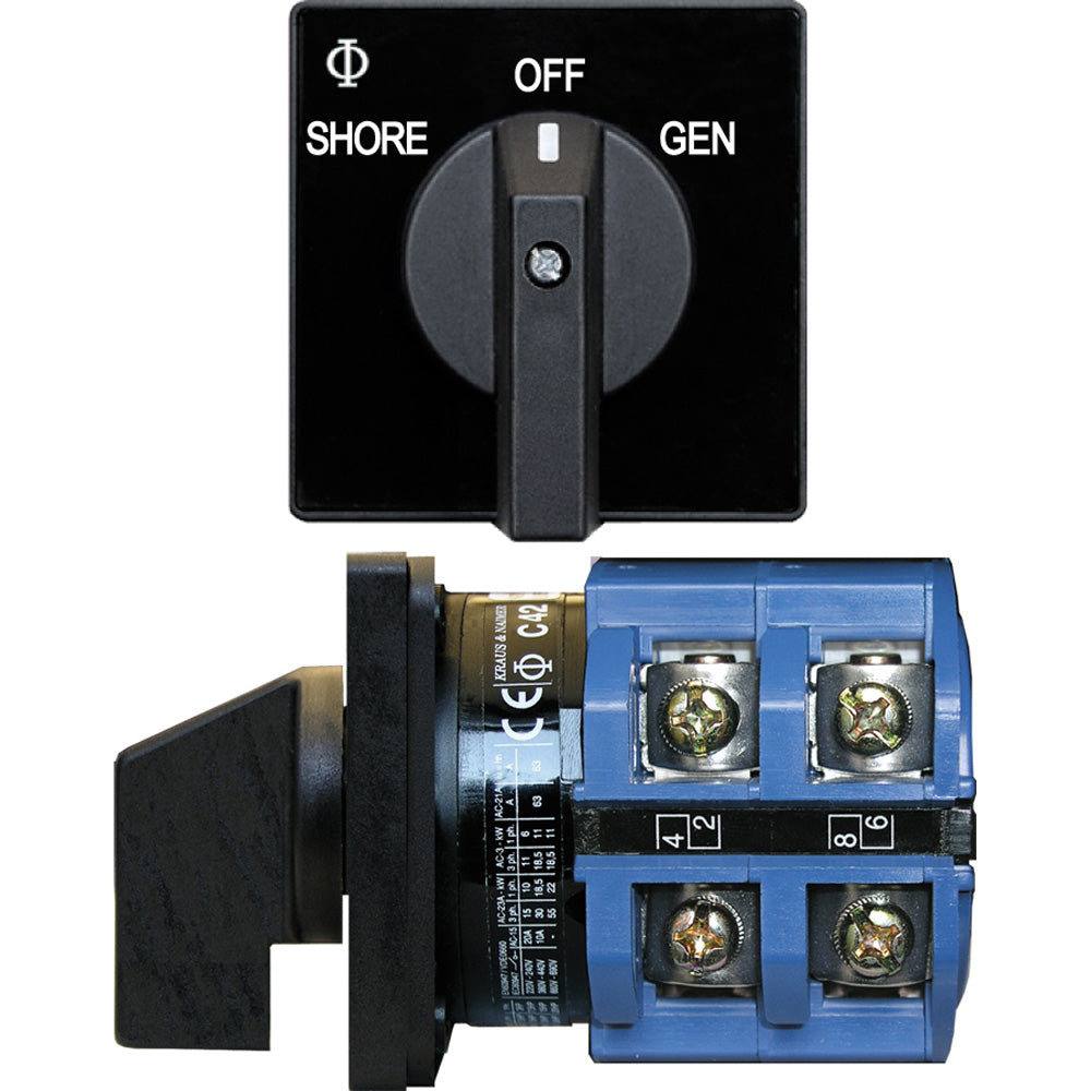 Blue Sea Systems 9011 switch with AV 120VAC 65A capacity, two-position OFF switch for marine and electrical applications
