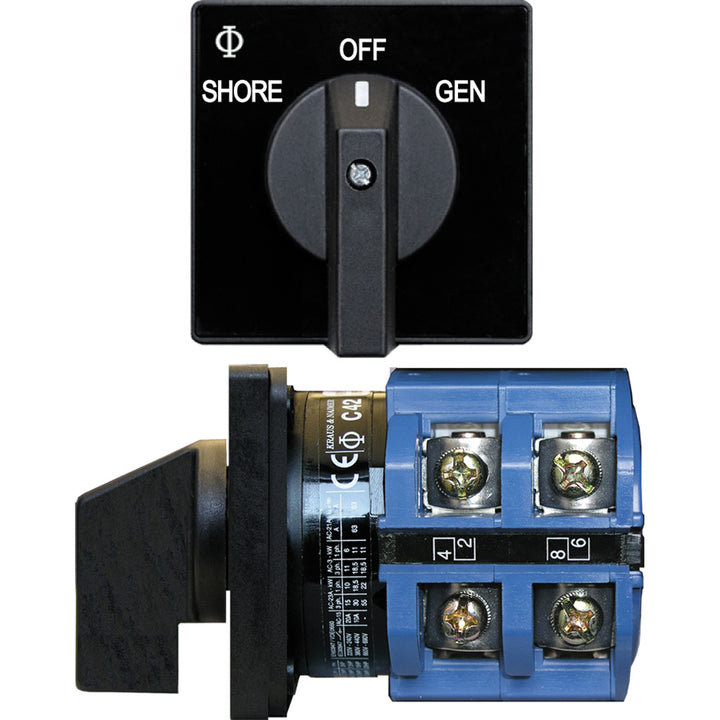 Blue Sea Systems 9011 switch with AV 120VAC 65A capacity, two-position OFF switch for marine and electrical applications