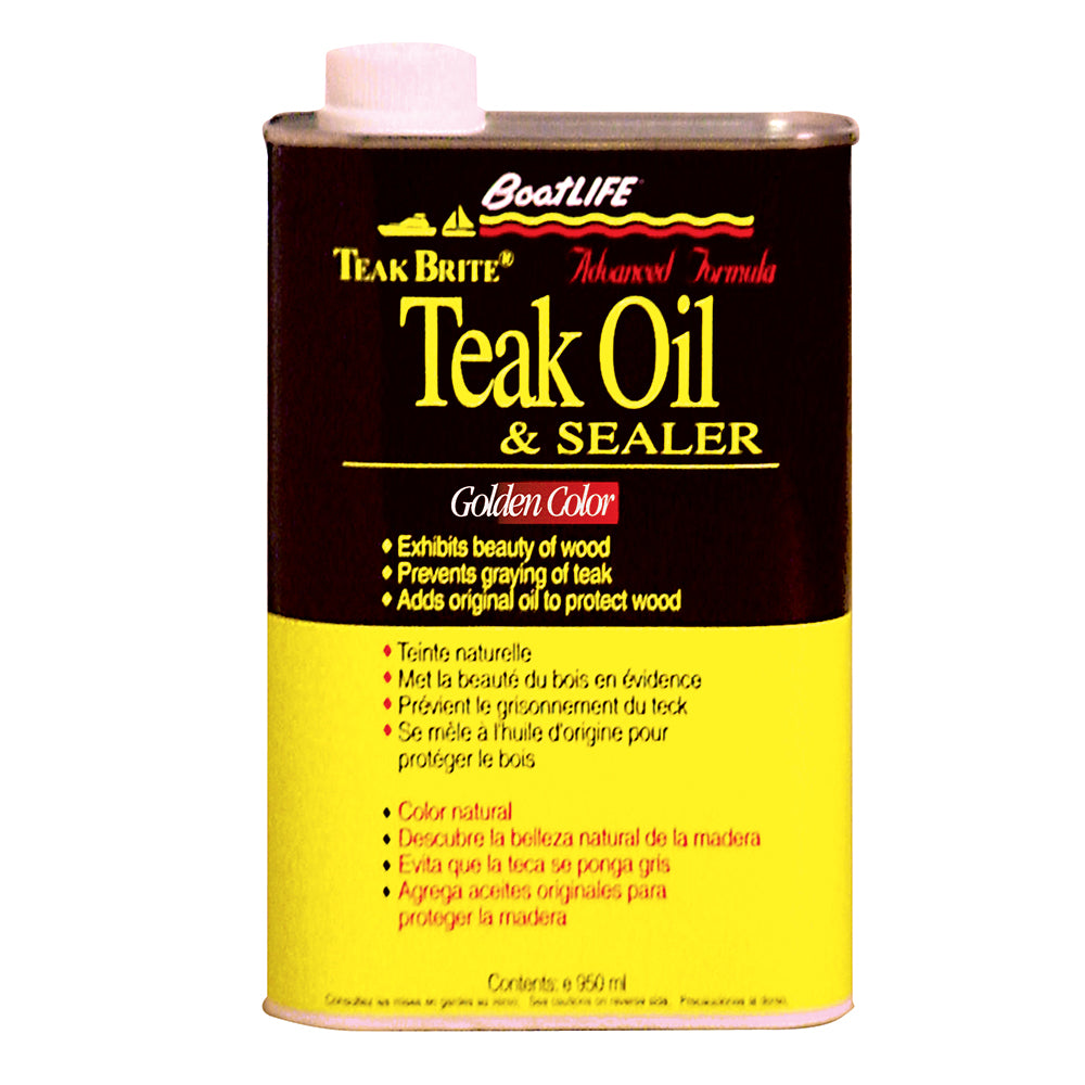 BoatLIFE Teak Brite Advanced Formula Teak Oil in 32oz bottle, used for cleaning and restoring teak wood on boats.