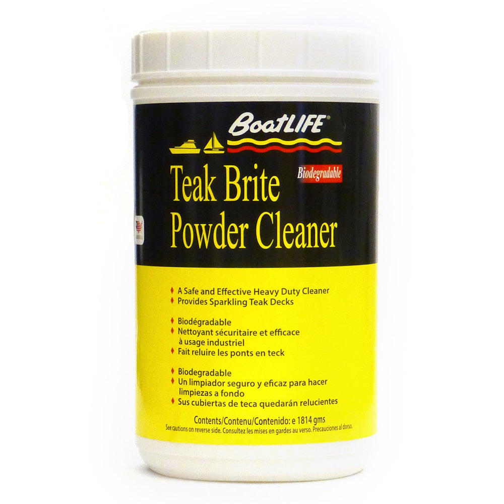 BoatLIFE Teak Brite Powder Cleaner in jumbo 64oz container, natural teak cleaning powder for boat surfaces