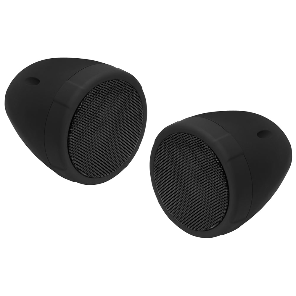 Black Boss Audio 3-inch MCBK425BA motorcycle speaker system with 600W power output, designed for motorcycle audio upgrades.