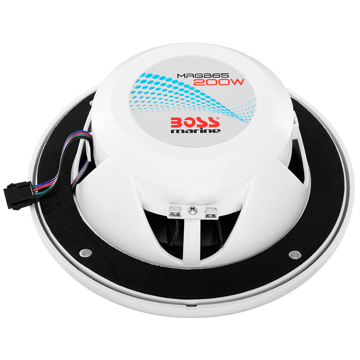 Boss Audio 6.5-inch MRGB65 speakers with RGB lighting in white, 200W car or home audio speaker system