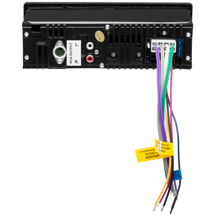 Boss Audio MR1308UABK Bluetooth marine stereo with USB, SD card ports, aux input, and waterproof design for boats and outdoor use.