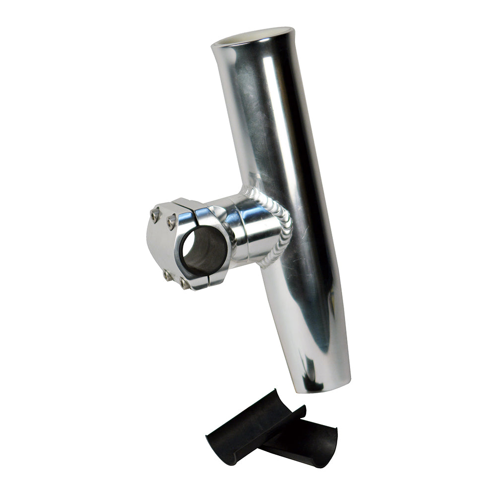 C.E. Smith adjustable aluminum mid-mount rod holder with sleeve for 1.66" or 1.5" rods and included hex key for installation.