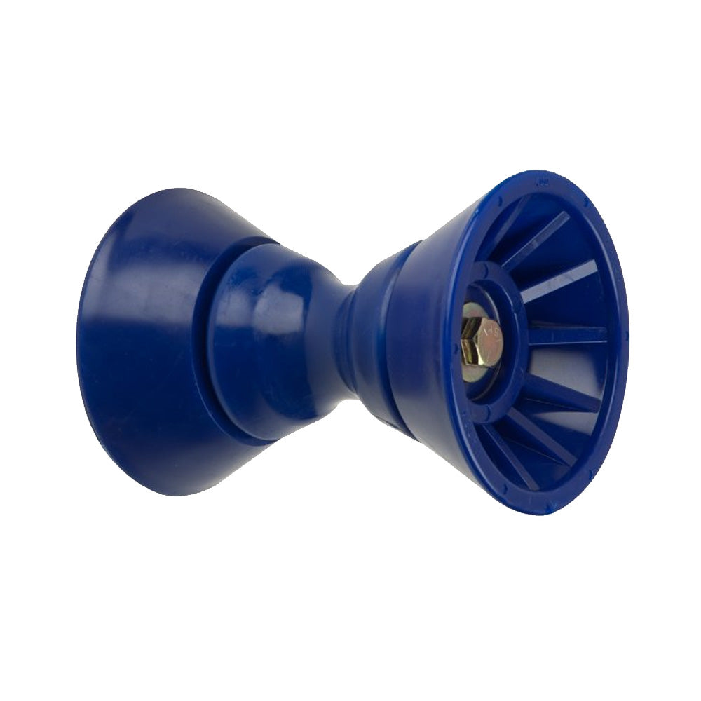 C.E. Smith 4-inch Bow Bell Roller Assembly in blue TPR for boat trailer rollers and brackets.