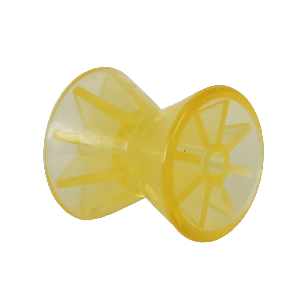 C.E. Smith yellow PVC bow roller with 4-inch length and 1/2-inch ID, designed for boat trailer rollers and brackets.