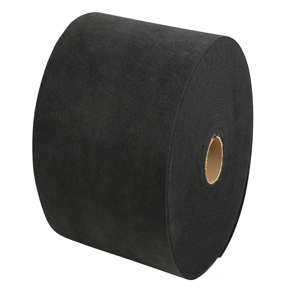 Black C.E. Smith carpet roll, 11-inch wide by 12-foot long, showing the textured surface and rolled shape of the product.