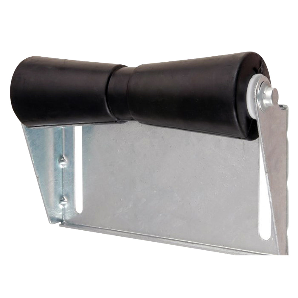 Black C.E. Smith 12-inch spool roller panel bracket assembly for boat or trailer, made of durable rollers and brackets.