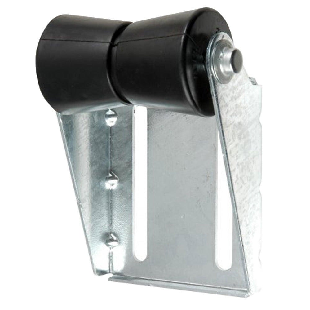 C.E. Smith black panel bracket assembly with 5-inch spool roller for boat trailer or dock applications.