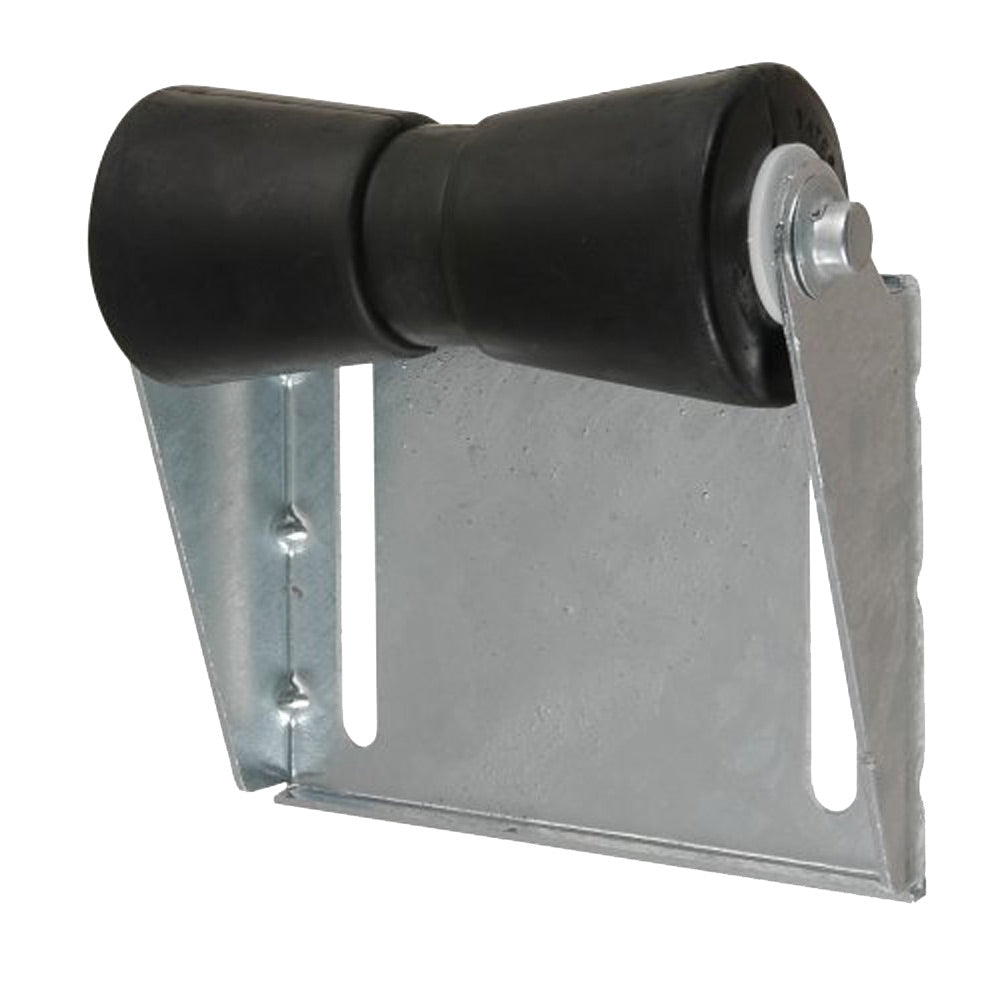 C.E. Smith black panel bracket assembly with 8-inch spool roller, ideal for boat trailer rollers and brackets.